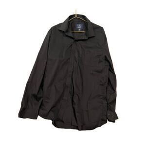 George All Black Button Up Dress Shirt Mens L